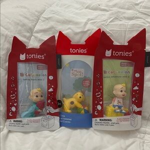 Tonies preschool lot #2 includes 2 Cocomelon and one Spot.